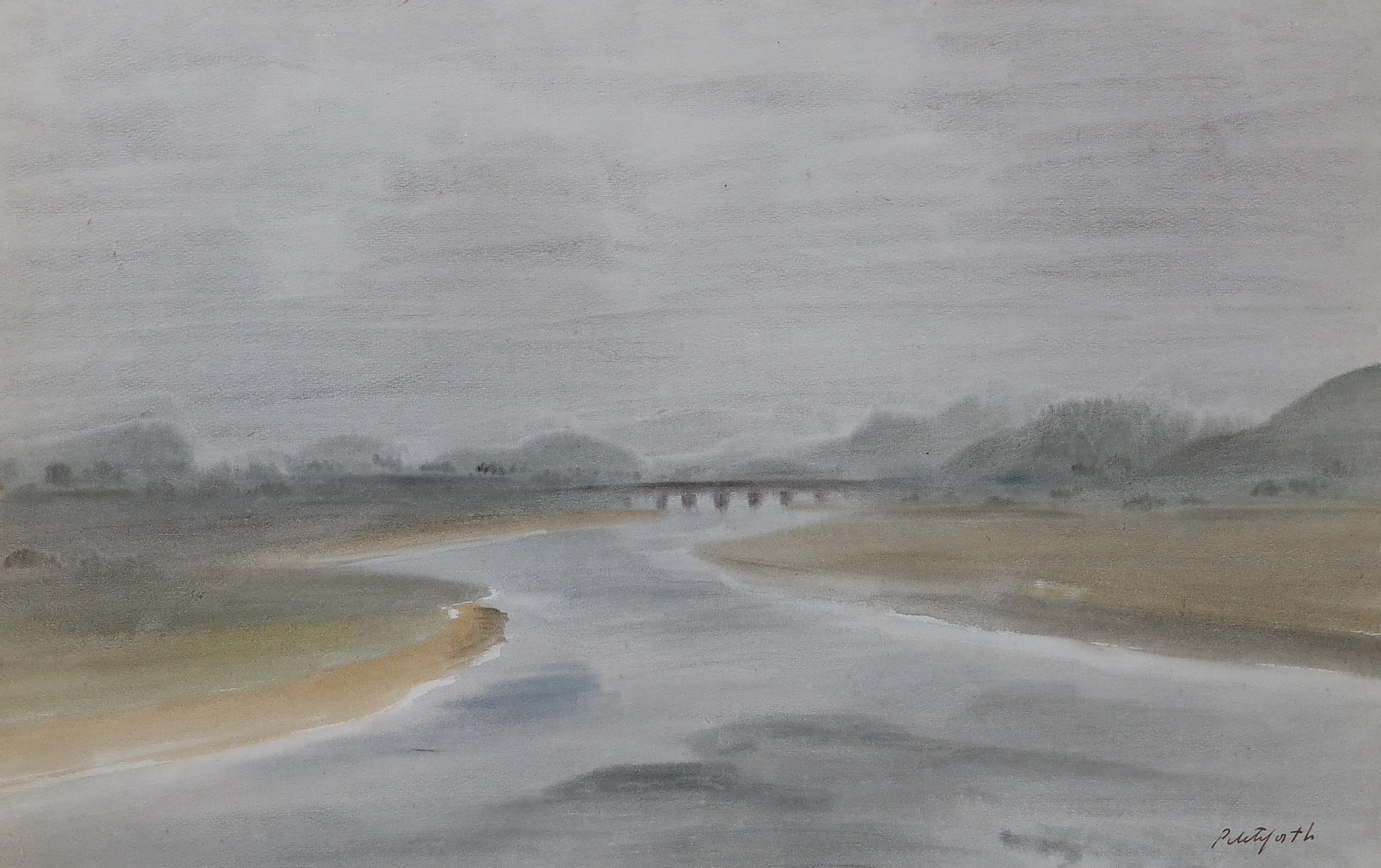 Roland Vivian Pitchforth (1895-1982), watercolour, River landscape, signed, 34 x 54cm
